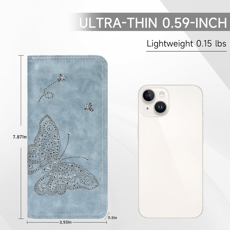 KITEVIUN RFID Wallet Women Ultra Slim Thin Womens Wallet Compact Clutch Long Ladies Wallet for Women BLUE - Image 2